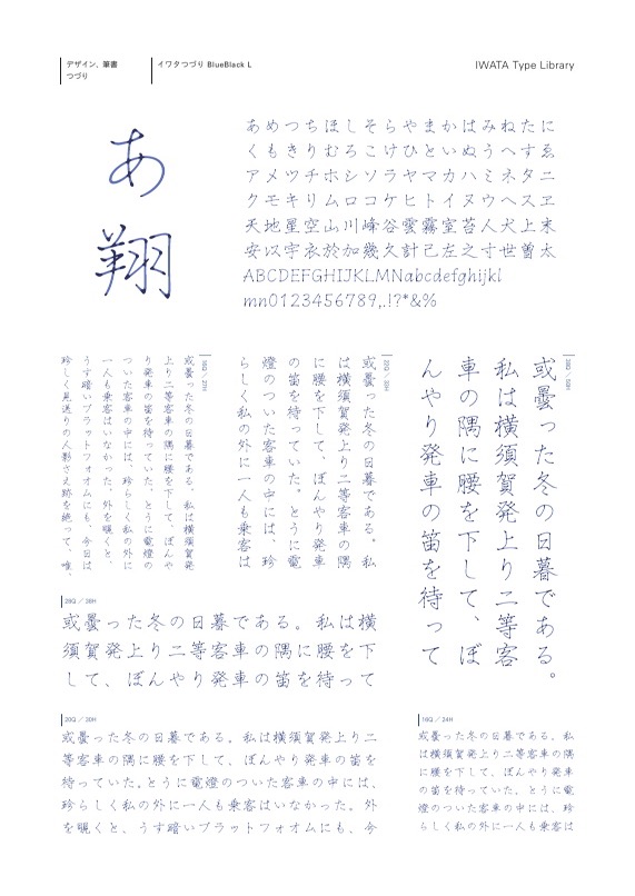 組見本：イワタつづりBlueBlack Light